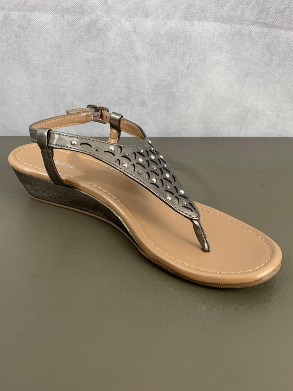 Style & Co. Women's Ashella Thong Sandals, Pewter Metallic, 6M